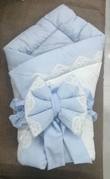 Combo – Luxury Cotton Snuggle Bed with Foldable Sleeping Bag – Sky Blue