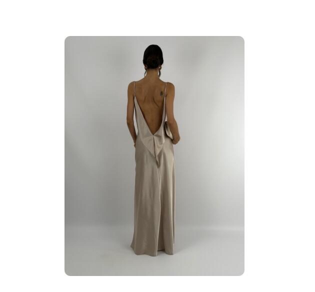 Abito Satin Schiena Scoperta Champagne