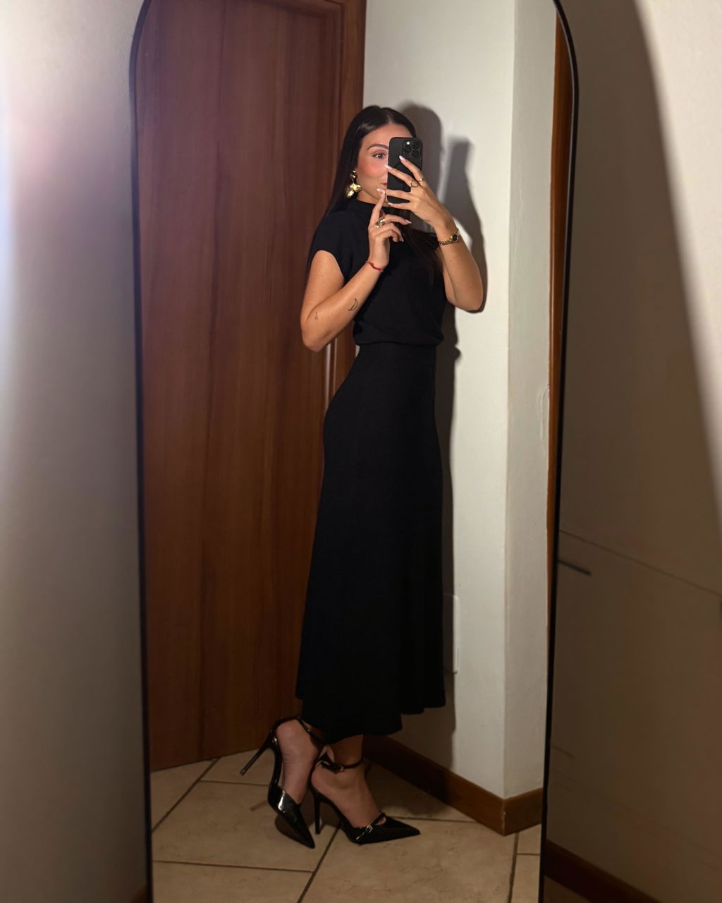 Coordinato in Maglia con Gonna Nero