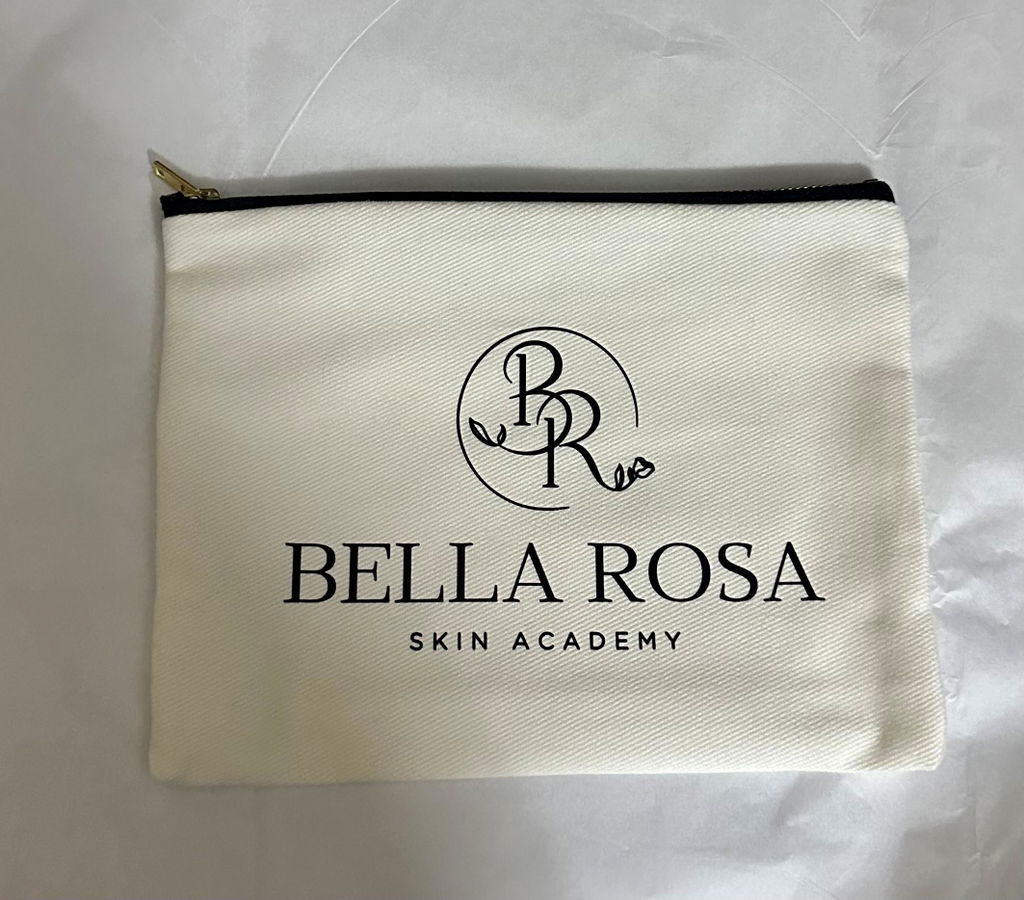 Clutch Bag White 8"x6" – Custom Logo Cotton Makeup & Personalized Cosmetic Pouch