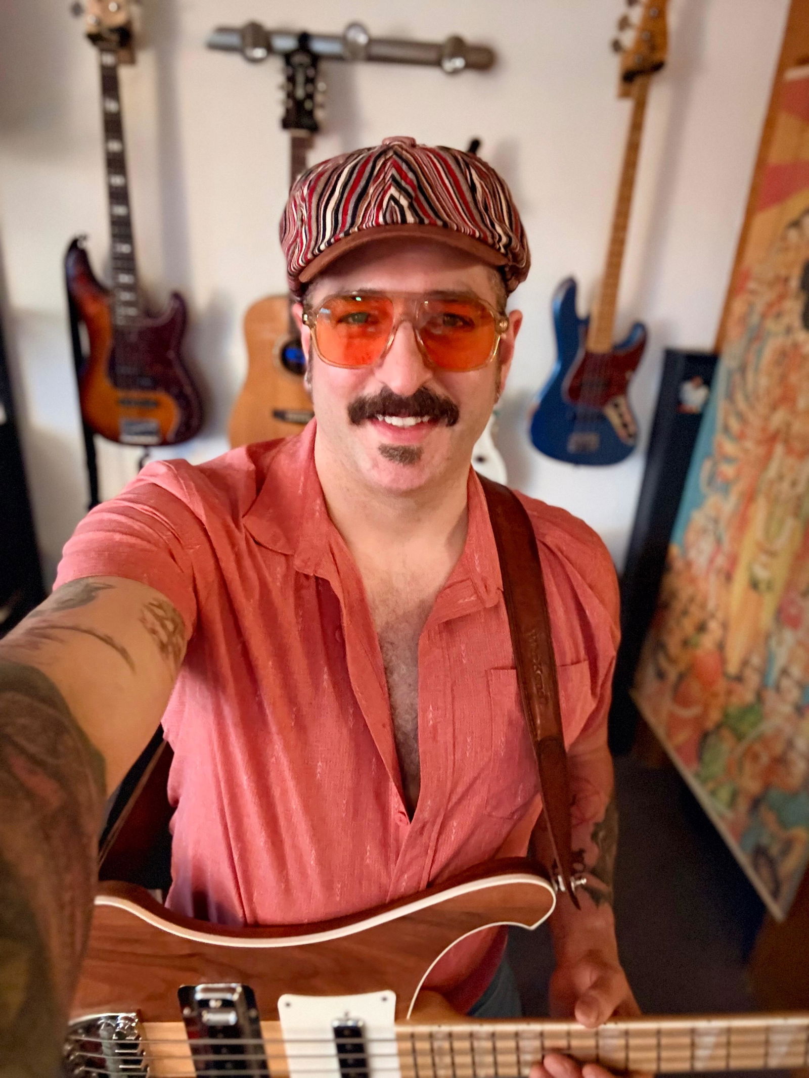 Customer photo — Striped Octagonal Hat for Spring and Autumn - Vintage, Casual, Artist-Inspired, Unique Headwear