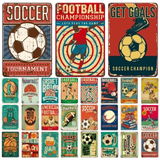 Vintage Ball Sports Tin Sign • Football Baseball Basketball Soccer Futsal Retro Posters Metal Plaques For Men Cave Bar Game Room Decor