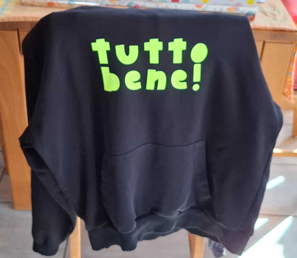 XL Flock-Patch - tutto bene! *iron-on*