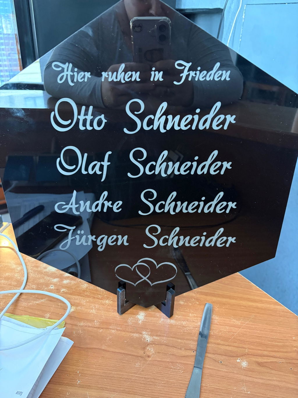Personalisierte Schiefer Gedenktafel für Menschen 30x20cm - Foto Lasergravur