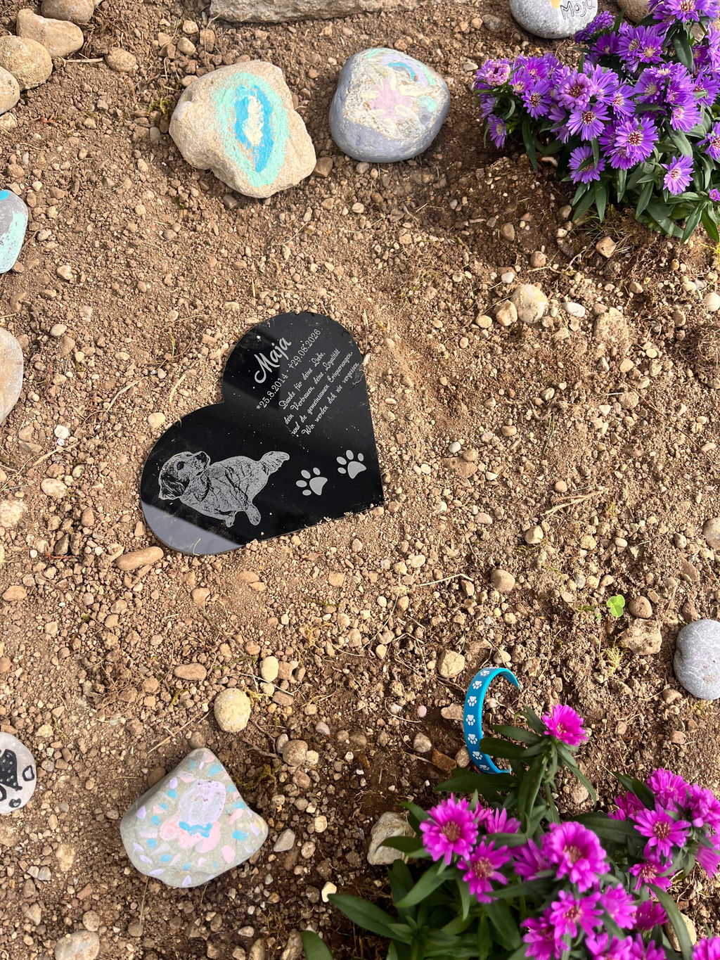 Personalisierter Acrylglas Tier Grabschmuck Herz - Foto Lasergravur