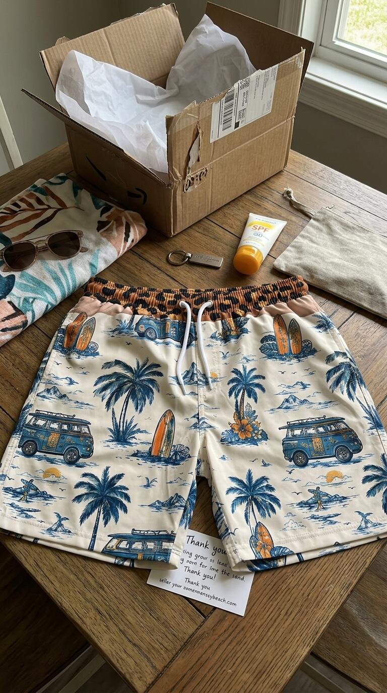 Tropical personalized swim trunks