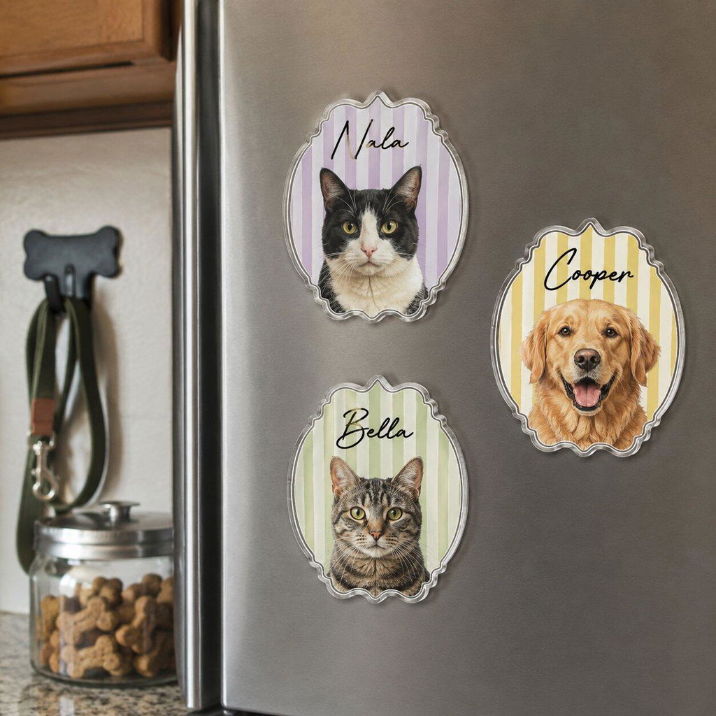 Paws Portrait Watercolor - Personalized Acrylic Fridge Magnet