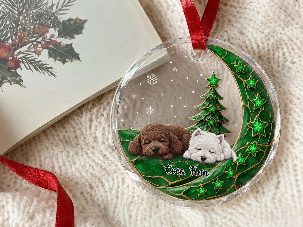 Custom Christmas Decor Home Birthday Gifts For Dog Lovers • Beside Pearl Of You - Personalized 3D Effect Glass Ornament