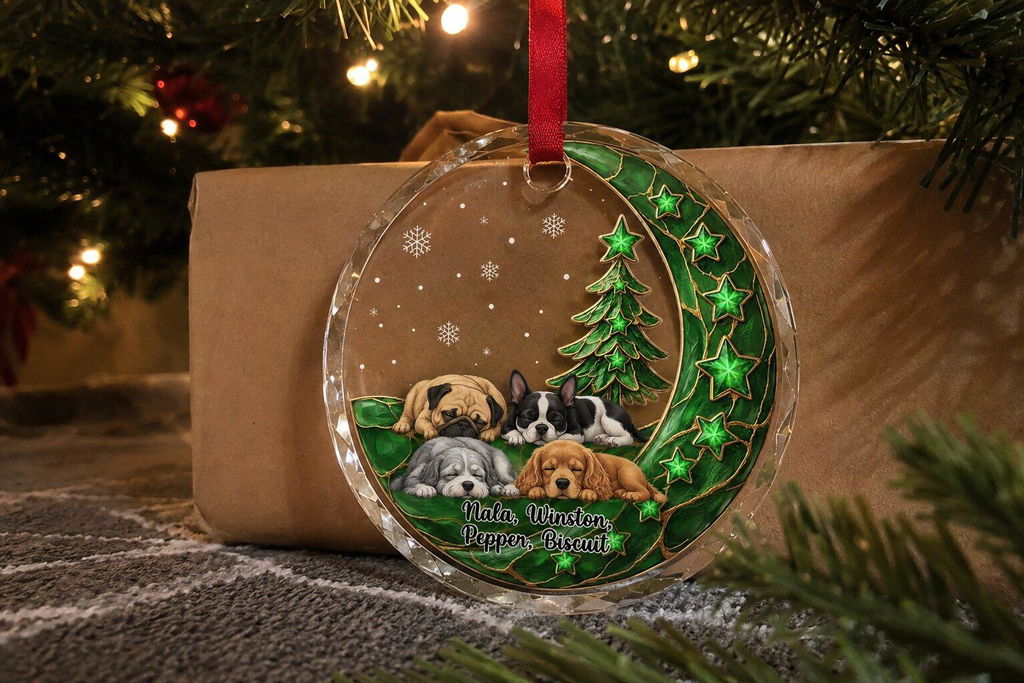 Custom Christmas Decor Home Birthday Gifts For Dog Lovers • Beside Pearl Of You - Personalized 3D Effect Glass Ornament