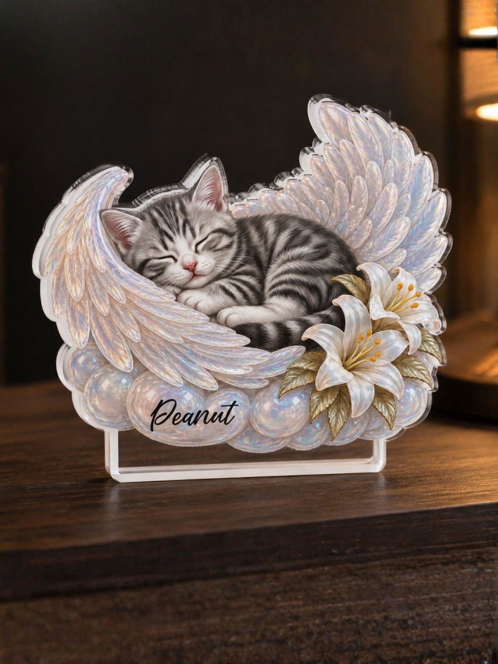 Dog Cat Angel Wings Statue - Personalized Acrylic Plaque