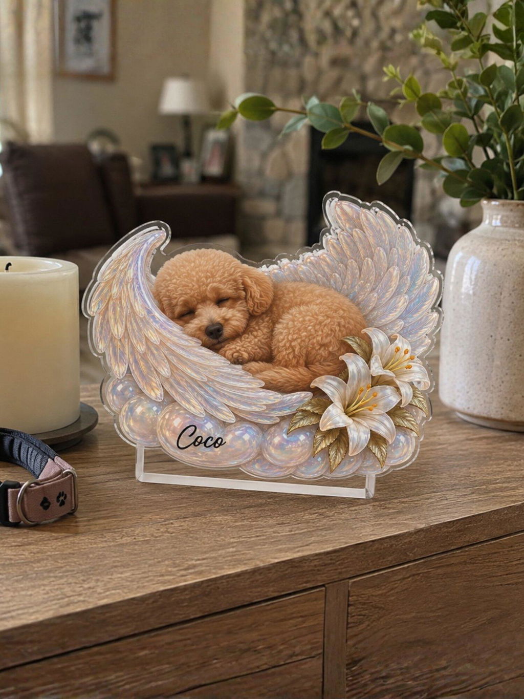 Dog Cat Angel Wings Statue - Personalized Acrylic Plaque