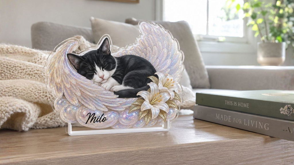 Dog Cat Angel Wings Statue - Personalized Acrylic Plaque