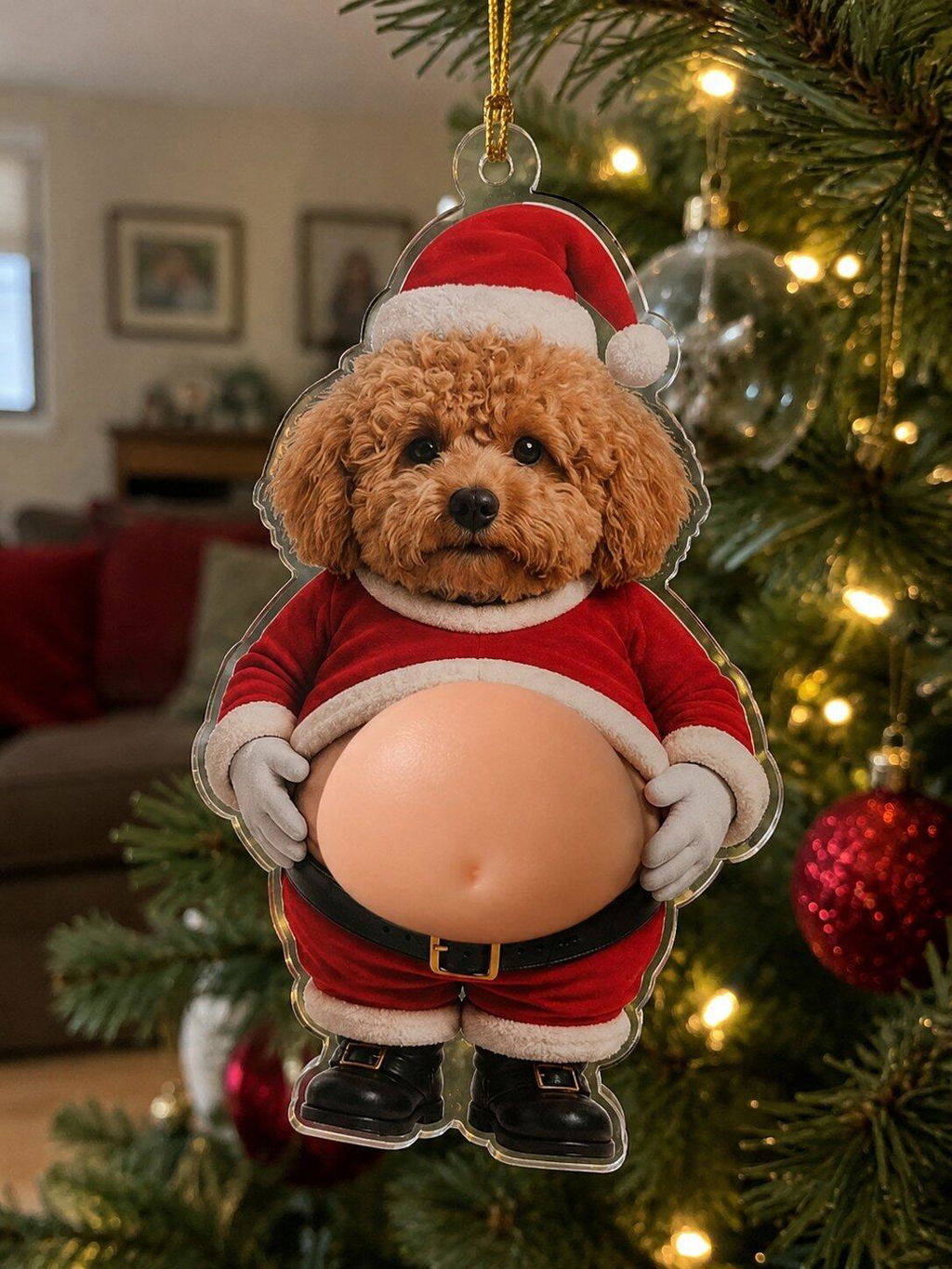Santa Belly Press - Personalized Squishy Acrylic Ornament