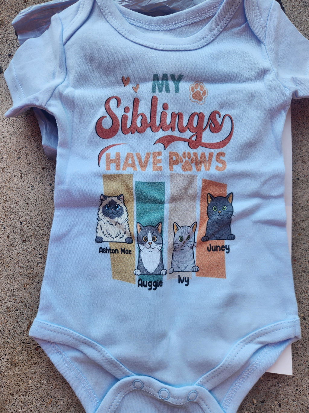 Siblings With Cats - Personalized Baby Onesie