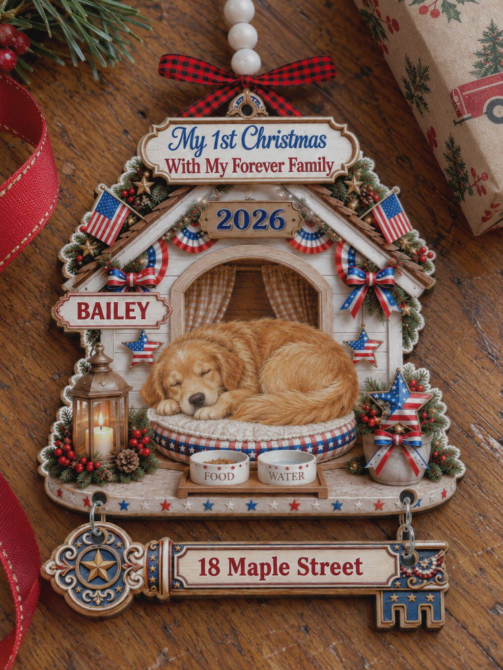Forever Feels Like Home - Personalized Wooden Ornament With Tag