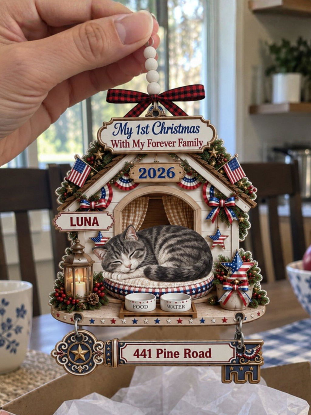 Forever Feels Like Home - Personalized Wooden Ornament With Tag