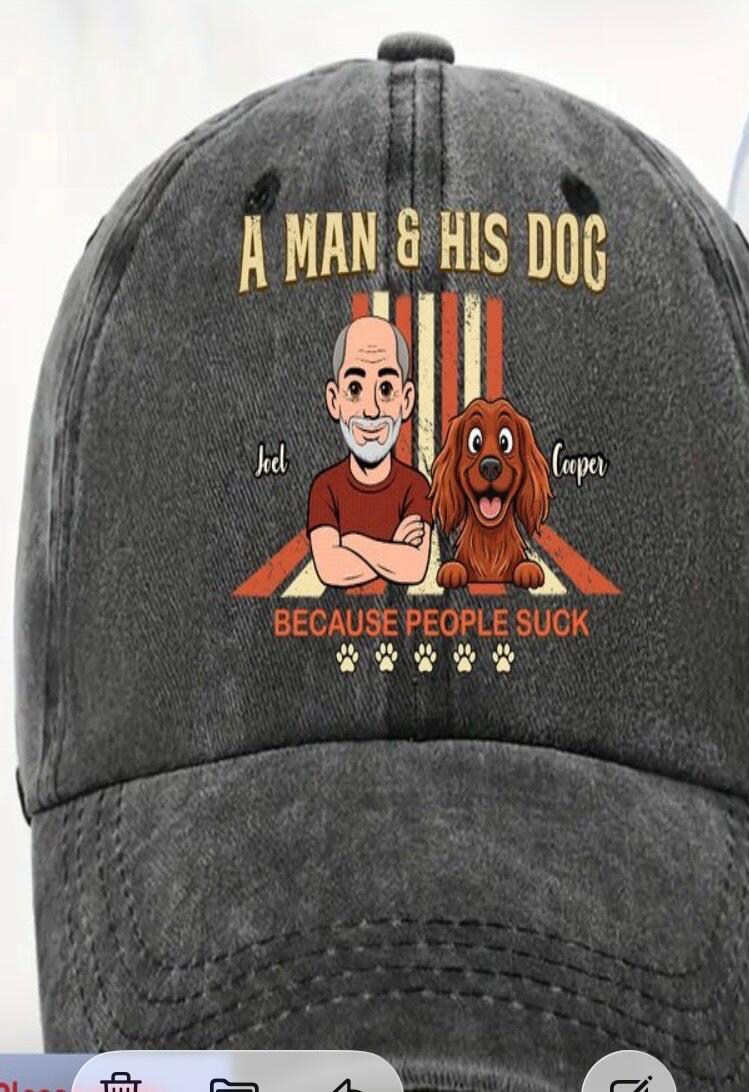 Custom Christmas & Birthday Gift for Dog Dad, Dog Lovers Headwear • Cool Dog Father - Personalized Vintage Washed Denim Cap