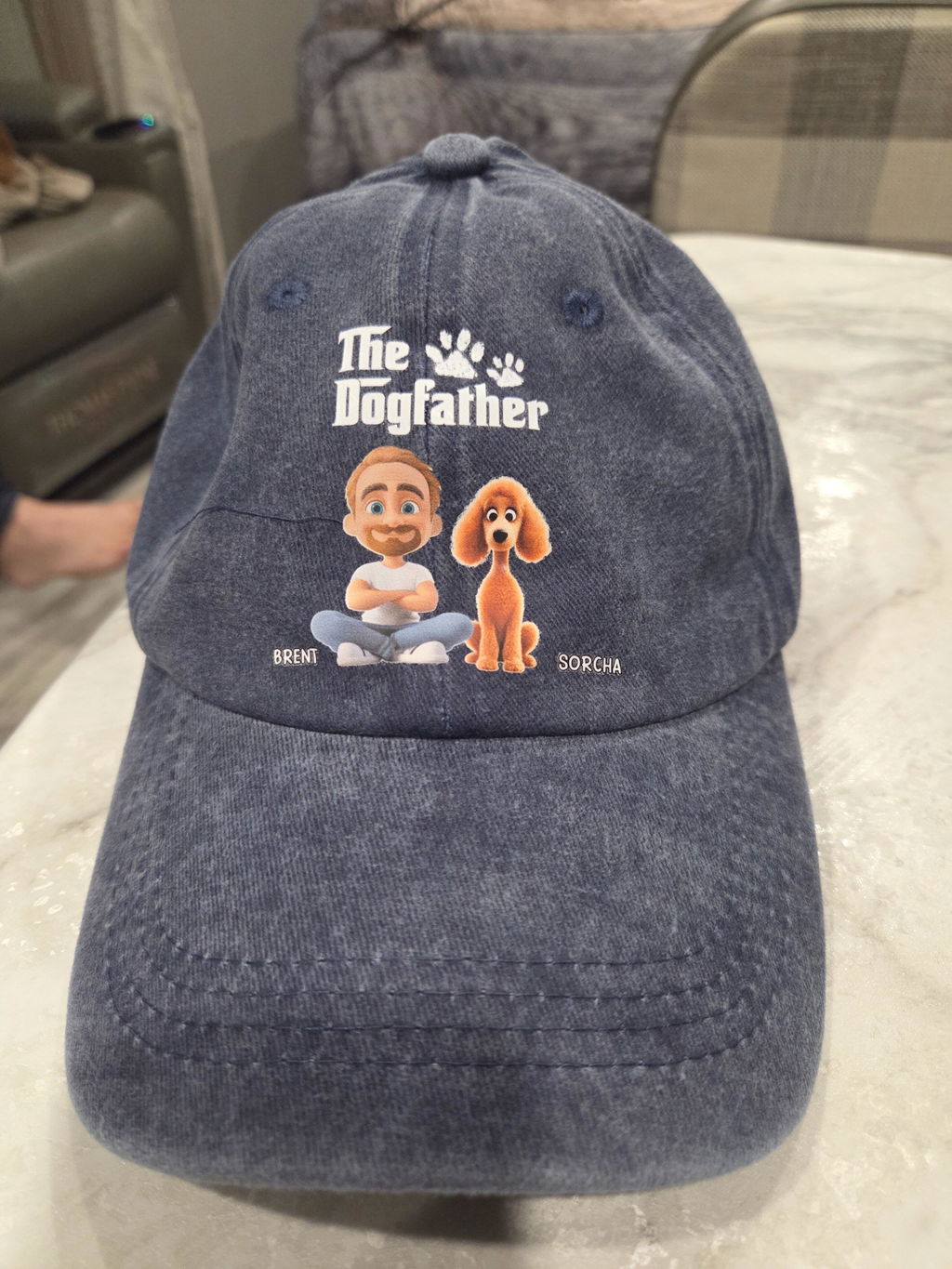 Custom Christmas & Birthday Gift for Dog Dad, Dog Lovers Headwear • Cool Dog Father - Personalized Vintage Washed Denim Cap
