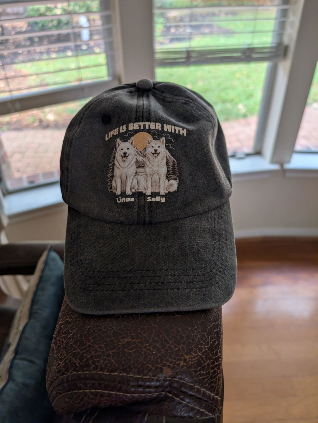 Custom Christmas & Birthday Gift for Dog Dad, Dog Lovers Headwear • Mountain Trips With Dogs - Personalized Vintage Washed Denim Cap