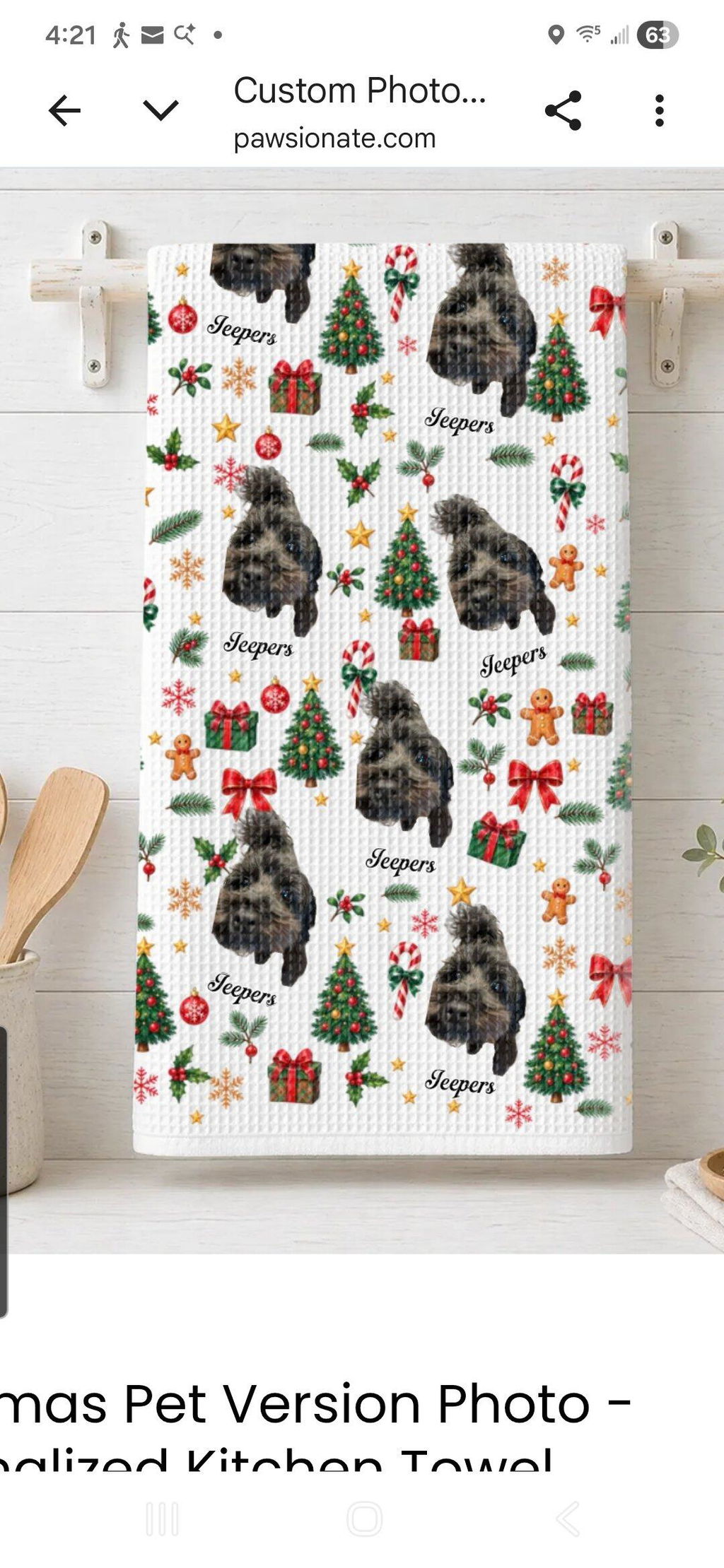 Custom Photo Christmas Pet Towel, Holiday Decor Gift For Pet Lovers • Christmas Pet Version Photo - Personalized Kitchen Towel