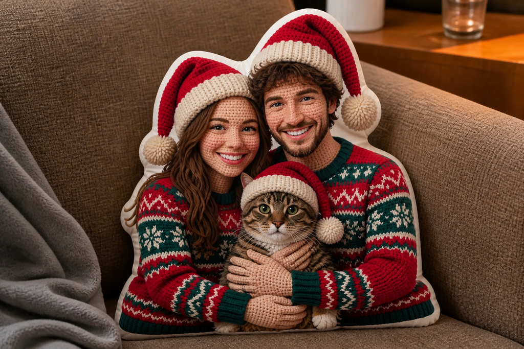 Christmas With Us - Personalized Shaped Pillow