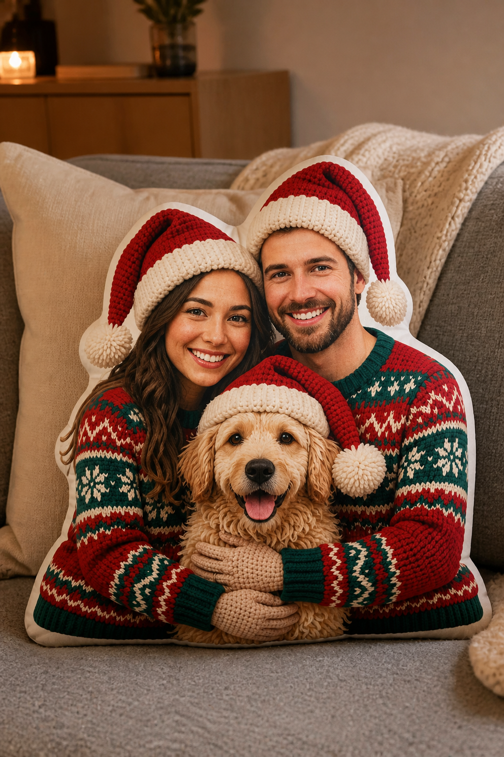 Christmas With Us - Personalized Shaped Pillow