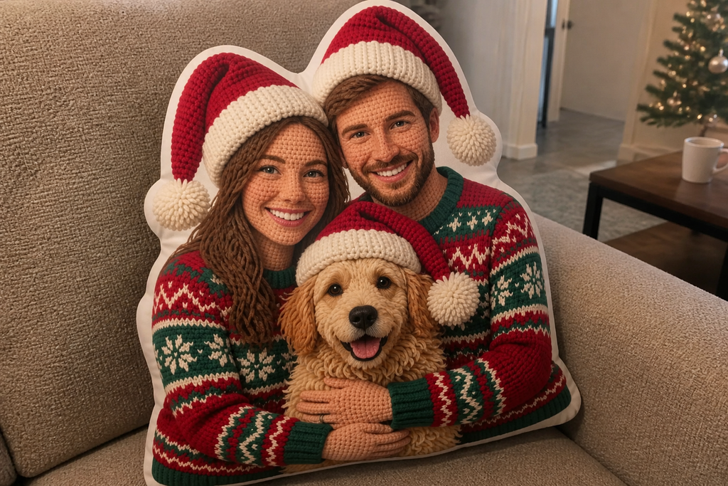 Christmas With Us - Personalized Shaped Pillow