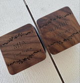 Personalised Wooden Ring Box | Dual Ring Slots, White or Black Cushion