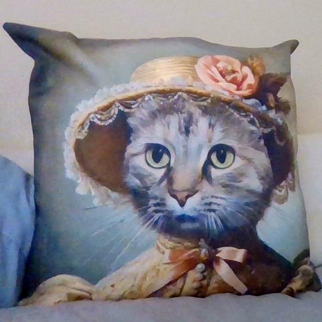 Customer photo of Portrait &amp; Name - Custom Pet Pillow