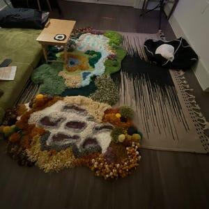 3D Handwoven Fluffy Moss Rug – Cozy Latch Hook Art Rug for Living Room, Bedroom & Home Decor