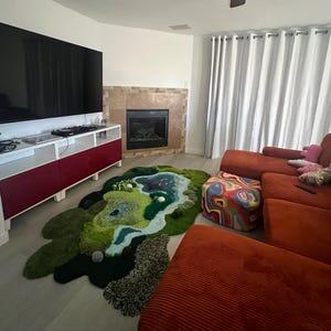 3D Handwoven Fluffy Moss Rug – Cozy Latch Hook Art Rug for Living Room, Bedroom & Home Decor