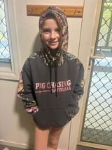 Kids Real Camo Hoodie - Charcoal/Pink