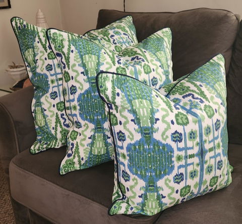 Discontinued Lacefield Bombay Ikat Fabric in a Decorative Pillow or Bolster (Limited Availability)
