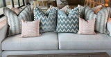 Schumacher Chevron Velvet Pillow in Mineral.