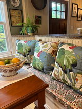 Nympheus Linen Pillow in Green and Blue.