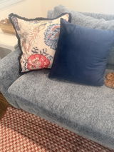 Thibaut Kalamkari Cotton Pillow features Floral Print in Red and Blue.