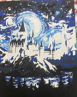 Kit para pintar por números - Castillo de Hogwarts en la Noche Estrellada - Harry Potter