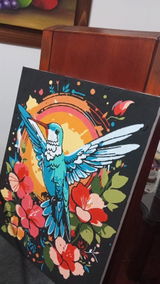 Kit de Lienzo para pintar por números - Colibrí y flores