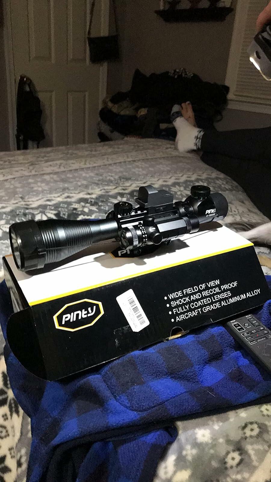 4-in-1 Rifle Scope Combo, 4-16*50mm Rangefinder Scope, Green Laser
