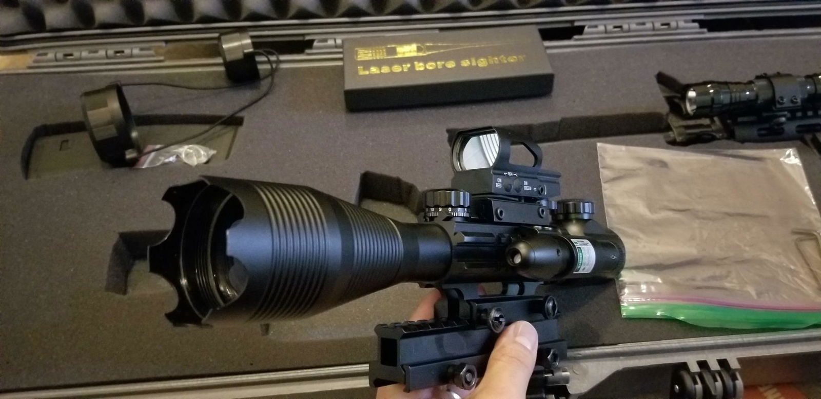 Pinty | 4-in-1 Rifle Scope 4-16X50 Optics/Green Laser/Holographic