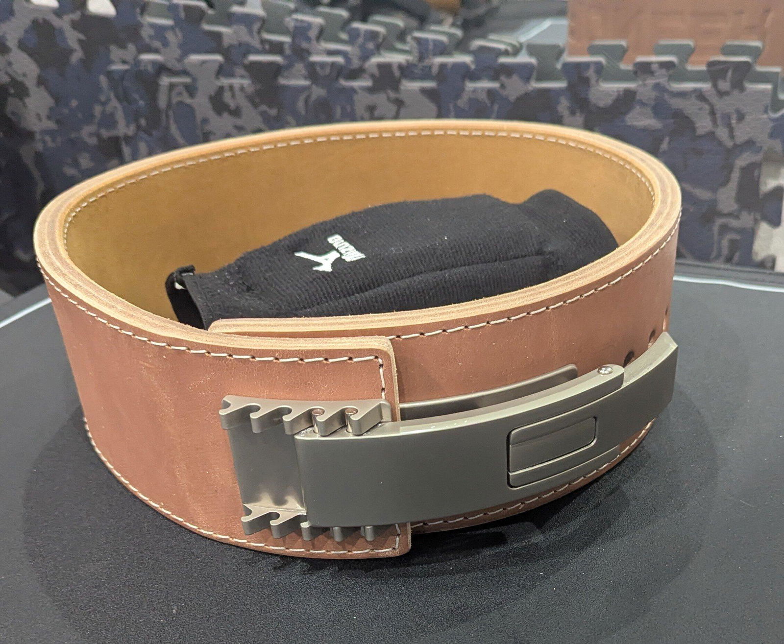 Brown Leather & Suede Lever Weight Belt • Pioneer Fit