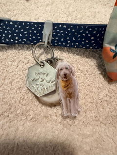 Photo from Etsy customer's review of Custom Die-Cut Acrylic Keychain, Pet Portrait, Photo, Logo
