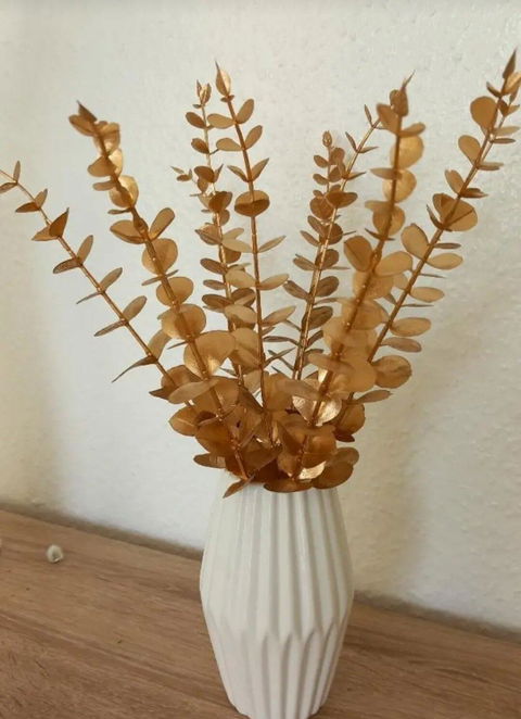 10 Stems Bunch Golden Eucalyptus Faux Leaves By PK LUXUS™