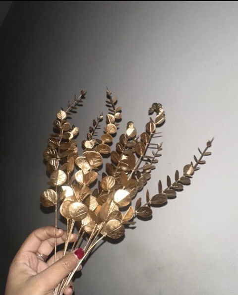 10 Stems Bunch Golden Eucalyptus Faux Leaves By PK LUXUS™