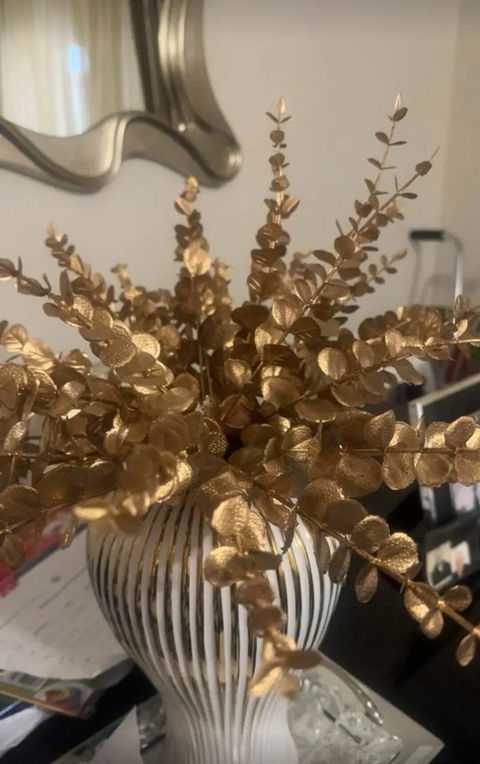 10 Stems Bunch Golden Eucalyptus Faux Leaves By PK LUXUS™