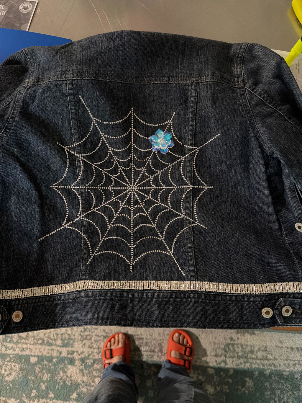 Spider Web Rhinestone Transfer – 11" Halloween Iron-On