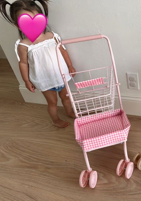 Toy Shopping Cart - Bubblegum Gingham