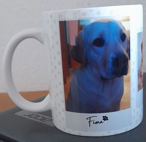 Taza personalizada de tu mascota diseño polaroid
