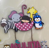 Animal Themed Hand-Painted Wooden Kids Name Plate - Design 1