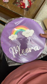 Rainbow Themed Hand-Painted Wooden Name Plate For Kids